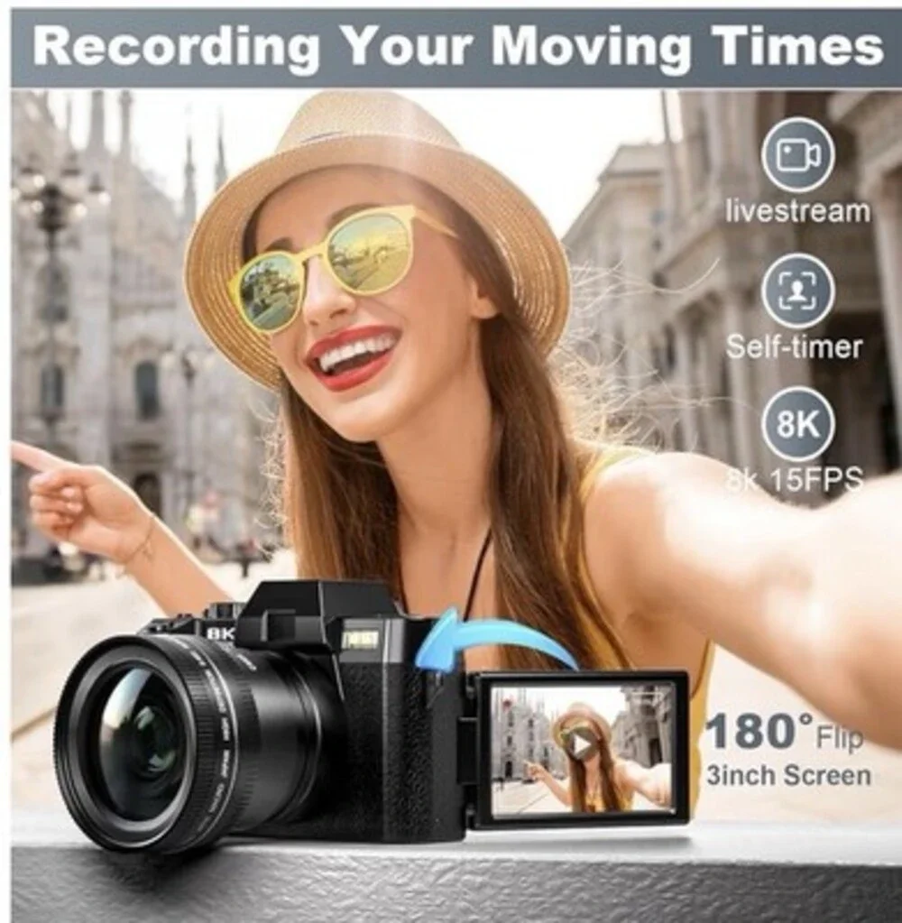 New in Box 8K&64MP Digital Cameras,16X Zoom, WiFi, 180° Flip Screen, Autofocus
